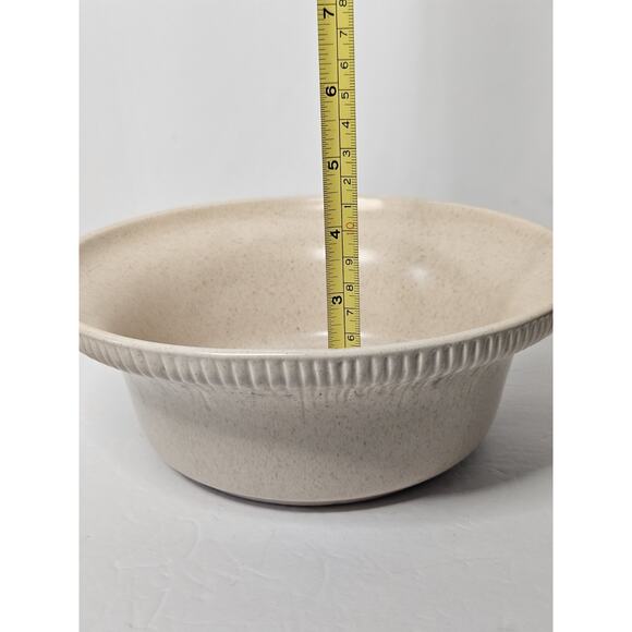 Vintage McCoy Pottery Tan Speckled Serving Bowl #593 Made in USA Cali Original - Picture 7 of 9